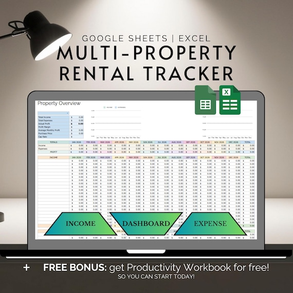 Rental Property Tracker Spreadsheet Template Landlord Income Expense Calculator Investment Tracking Real Estate Financial Management Profit