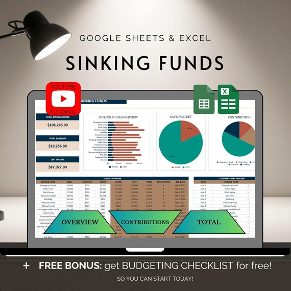 Sinking Fund Tracker Savings Goal Budget Planner Template Spreadsheet Excel Download Google Sheets Financial Planning Money Management