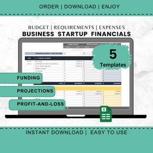 Startup Financial Planning Business Financial Template Start Up Tracking Small Business Accounting Excel Bundle Budget Planner Finance
