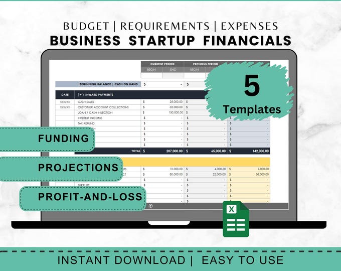 Startup Financial Planning Business Financial Template Start Up Tracking Small Business Accounting Excel Bundle Budget Planner Finance