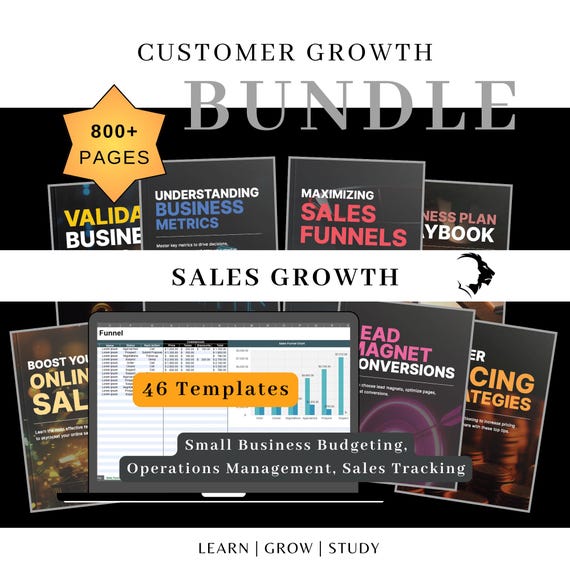 Sales Growth Bundle for Business Owner Profit Guide Marketing Plan Sales Funnel Lead Magnet Customer Journey Growth Strategy Small Business