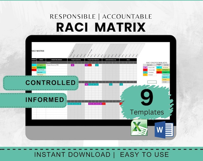 RACI Matrix, RACI Planner, RACI Metrics, Raci Excel Spreadsheet, Raci Templates, Team Accountability