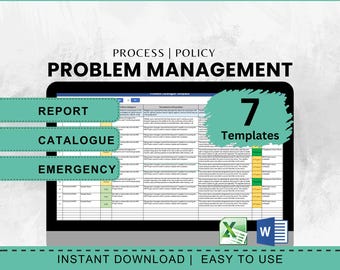 Problem Management Template Project Management Issue Log Problem Report Incident Tracking System Workflow Documentation Bundle Problem