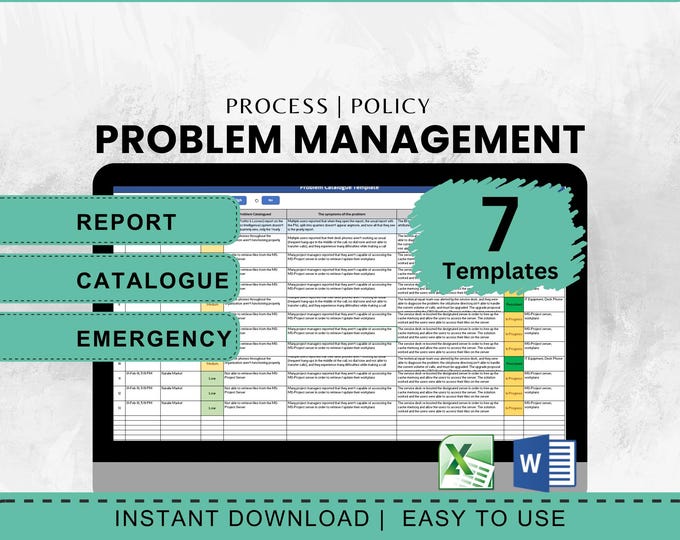 Problem Management Templates, ITIL Problem Report (Digital Download)