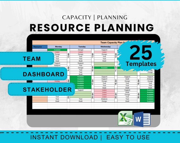 Team Resource Management Templates Bundle (Excel & Word, Instant Download)