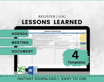 Lessons Learned Templates for Corrective Actions, Project Lessons Learning Register