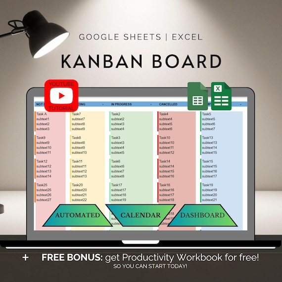 Kanban Board Template Google Sheets Task Management Spreadsheet Excel Project Tracker Workflow Automation Dashboard Business Productivity