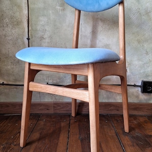 Vintage Dining Chair Type 200-190 by R. Hałas, Mid Century Modern Polish Design, Wooden Chair, 1960s 1970s
