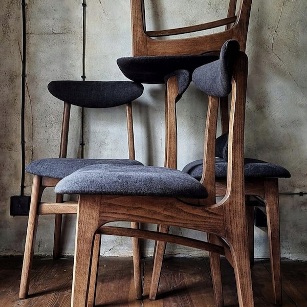 Vintage Polish mid-century dining chair type 200-190 by R.Hałas PRL Designe