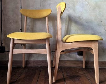 Pair of Vintage IKEA Herman Chairs 2000s Y2k Bright Yellow Plastic
