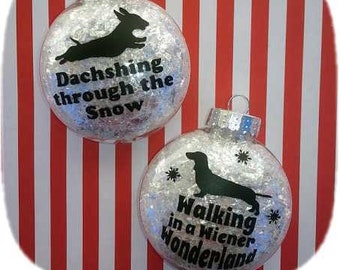 Dachshund Christmas Ornament Set of 2 - Gift for Short Hair Doxie Lovers