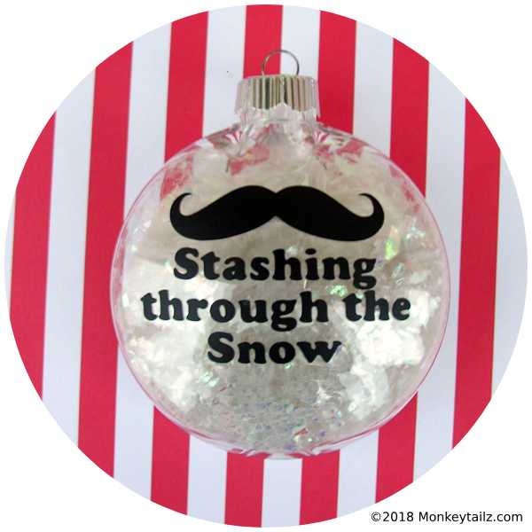 Stashing through the Snow Moustache Mustache Christmas Ornament