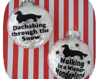 Long Hair Dachshund Christmas Ornament Set of 2 - Gift for Long Haired Doxie Lovers