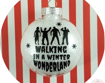 Walking Dead Christmas Ornament ~~ Zombies Walking in a Winter Wonderland