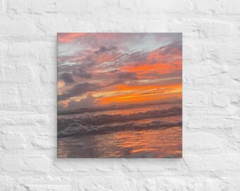 Beach Sunset Canvas Print: Vivid Coastal Wall Art