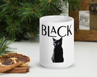 Black Cat White glossy mug