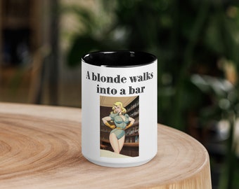 Blonde Joke Mug: Colorful Rim Ceramic Coffee Mug