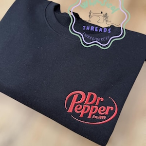 Dr. Pepper Logo Embroidered Crew Sweatshirt Unisex Heavyweight, Dr. Pepper Lover Crewneck Sweatshirt