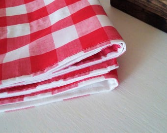 Red White Buffalo Check Table Runner