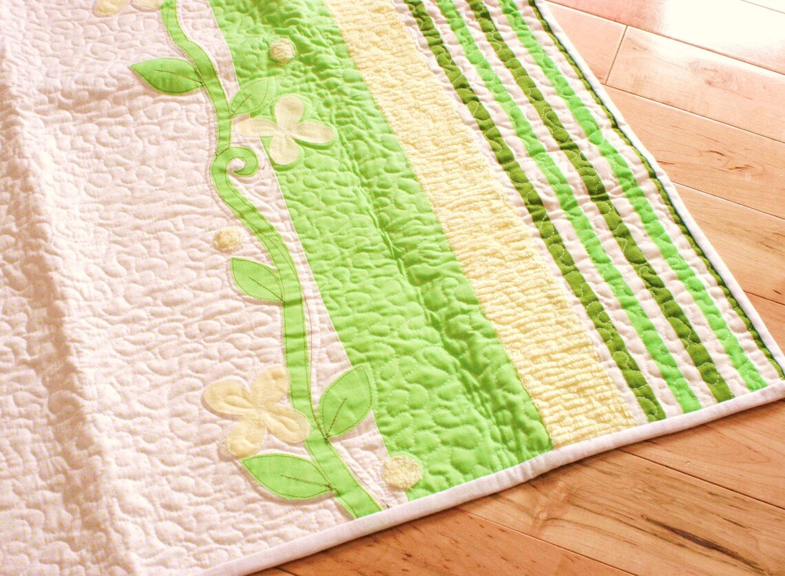 Sweet Pea Baby Quilt Wallhanging Blanket Ooak Etsy