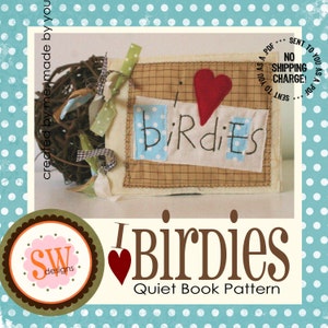 PATTERN for I Heart Birdies Quiet Book digital .PDF download image 1