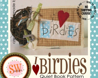 PATTERN for I Heart Birdies Quiet Book - digital .PDF download