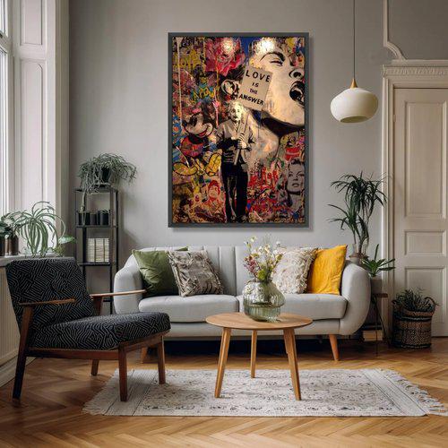 Einstein Love is the Answer Pop Art Canvas, Urban Graffiti Wall