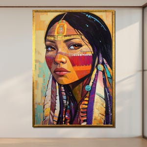 Tribal Woman Canvas Art: Colorful Ethnic Portrait, Boho Wall Decor