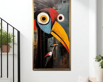 Bold Bird Abstraction Canvas: Modern Avian Wall Art