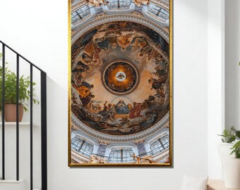 Canvaskunst renaissancekathedraalkoepel: heilige muurschildering, klaar om op te hangen