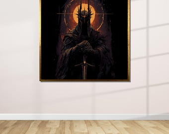 Dark Lord Canvas Art, Gothic Medieval Warrior Print,l