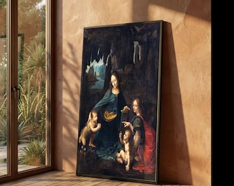 Da Vinci Renaissance Kunstdruck: Jungfrau der Felsenleinwand