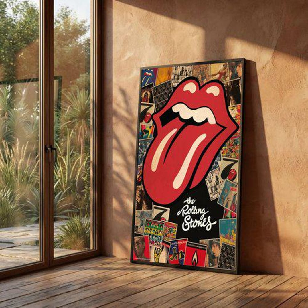 Rolling Stones Canvas Art: Tongue Logo, Album Collage, Ready to