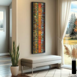 Abstraktes Mosaik Leinwandbild, Bunte Geometrische Wand Dekoration, Moderner Patchwork Druck