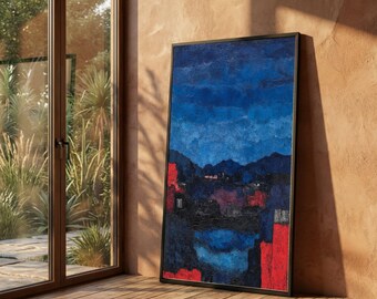 Abstract Cityscape Canvas Art, Modern Urban Nightscape Painting, Ready To Hang