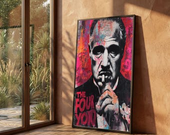 Godfather Graffiti Canvas Art, Don Corleone Pop Art Print, Ready To Hang