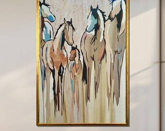 Wild Horse Herd Canvas Print: Rustic Western Wall Art