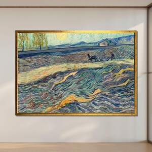 Van Gogh Plowing Field Canvas Print: Impressionist Landscape Wall Art