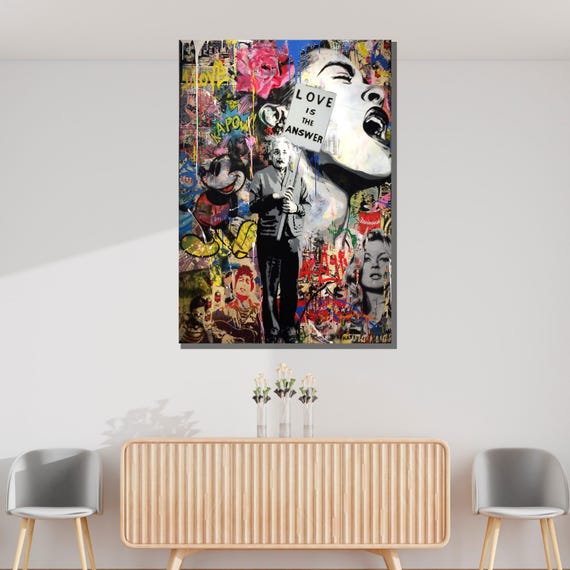 Love is the Answer Canvas: Pop Culture Graffiti Art - Etsy