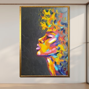 Colorful Woman Portrait Canvas: Abstract Face Wall Art, Ready to Hang