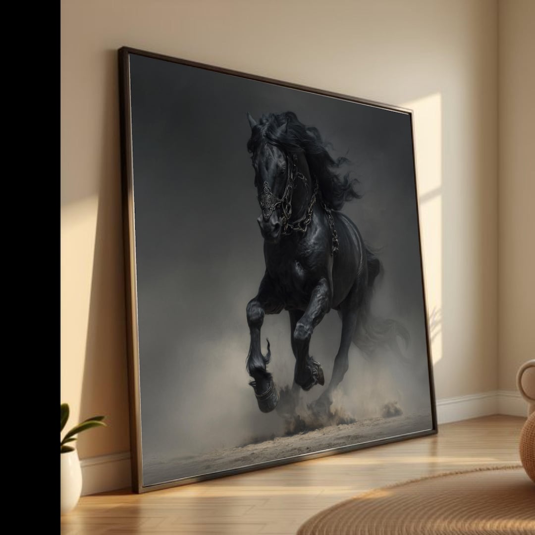 Majestic Black Stallion Canvas Print, Fantasy Horse Wall Art - Etsy
