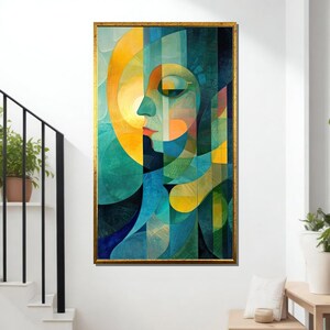 Abstract Woman Face Canvas Art: Modern Geometric Portrait