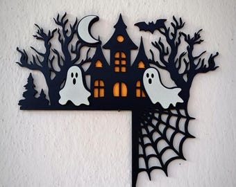 Wooden Halloween Corner Decor, Haunted House Door Frame Decoration, Ghosts Wall Art, Spooky Laser Cut Home Decor