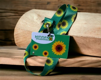 Hidden Disabilities Sunflower Lanyard And Holder, Disability Awareness, I Have A Hidden Disability