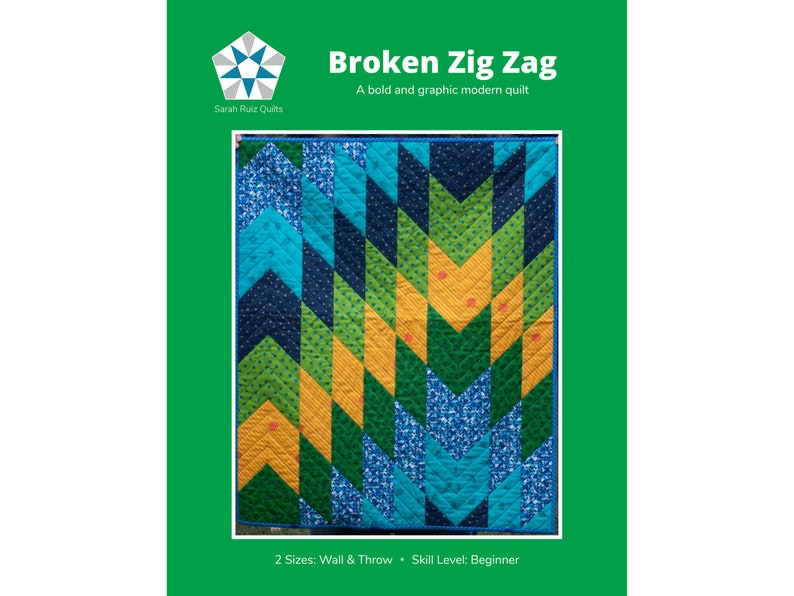 Digital Download PDF Broken Zig Zag Quilt Pattern 2 Sizes