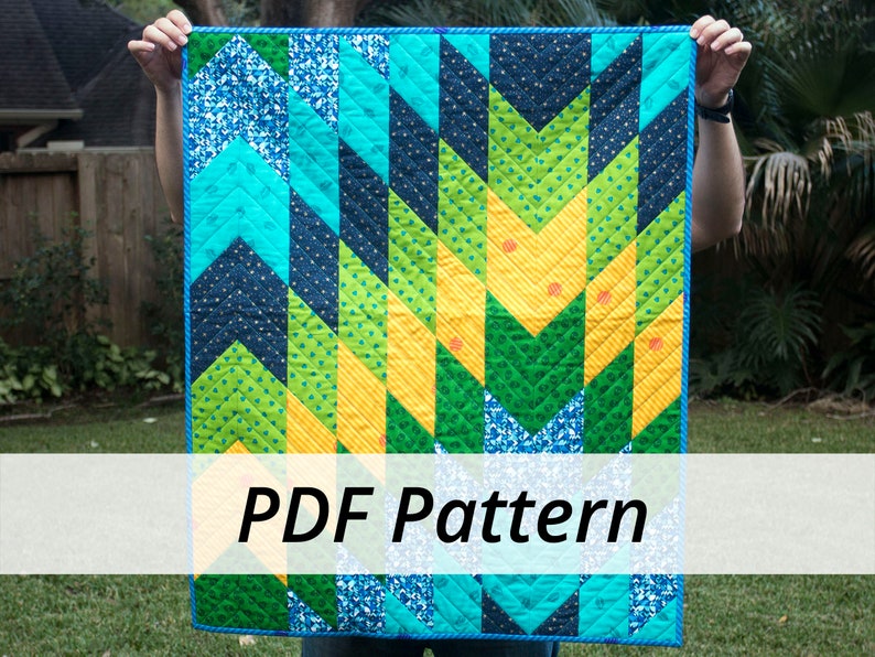 Digital Download PDF Broken Zig Zag Quilt Pattern 2 Sizes