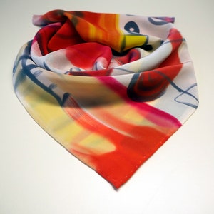 42 Hand painted Silk Mini / Hand painted Silk scarf / Woman scarf 55x55cm afbeelding 1