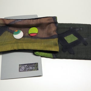 Hand painted Silk & Wool Neck Warmer/27x6in/70x14cm/Giveaways/Ready to be shipped/Unique gift for me/Neck Warmer with buttons/Christmas gift image 9