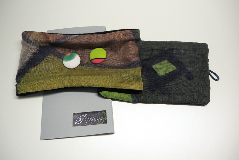 Hand painted Silk & Wool Neck Warmer/27x6in/70x14cm/Giveaways/Ready to be shipped/Unique gift for me/Neck Warmer with buttons/Christmas gift image 9