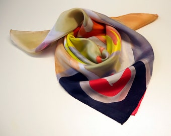 Soie peinte à la main Mini /70x70cm/Foulard en soie peinte à la main / Mini-foulard en soie / Foulard en soie coloré / Prêt à être expédié